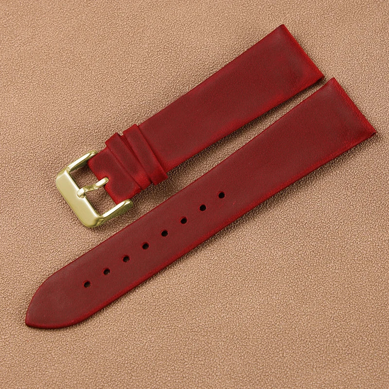 Vintage Handmade Genuine Leather Watchband 18 20 22MM Old Brown Black Soft Men's Watch Strap