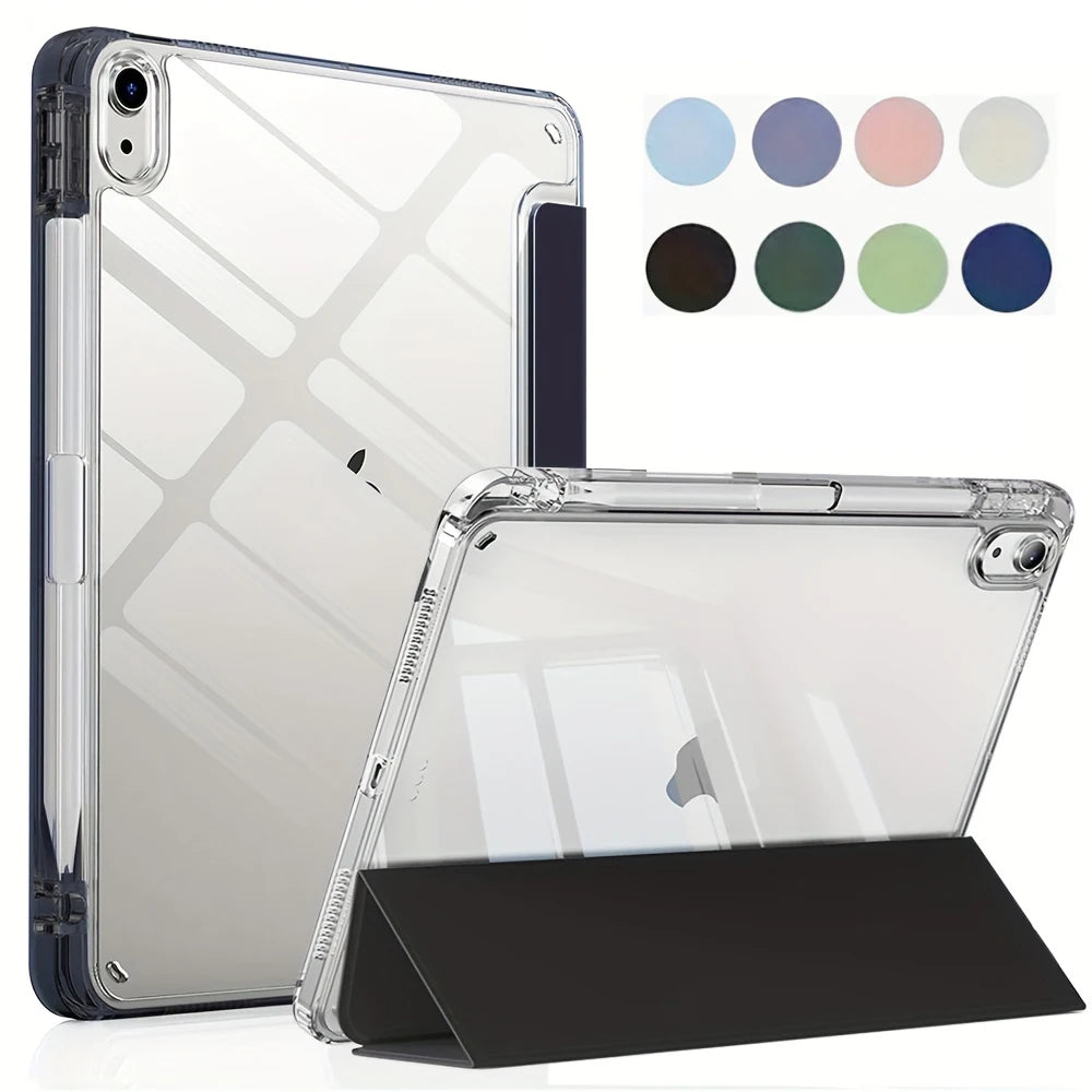 Case For iPad 5 6 7 8 9 10 11 Air 11 13 inch /Mini 6th 7th Gen / Pro 11 12.9 (3rd/4th/5th/6th Gen) Crystal Clear with Pen Holder