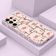Cute Pink Pig Phone Case For Samsung Galaxy S25FE S24 S23 S22 S21 S20 S10 S10E Ultra Plus FE Note 20 Ultra 10 Plus Cover