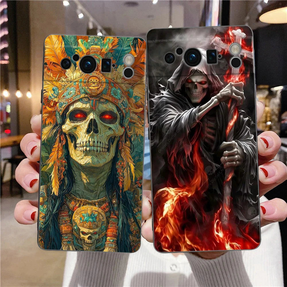 Grim Reaper Skull Phone Case For Google Pixel 10A 10 9 8 7 6 Pro XL 9A 8A 6A 7A 5G Soft Shockproof TPU Black Cover