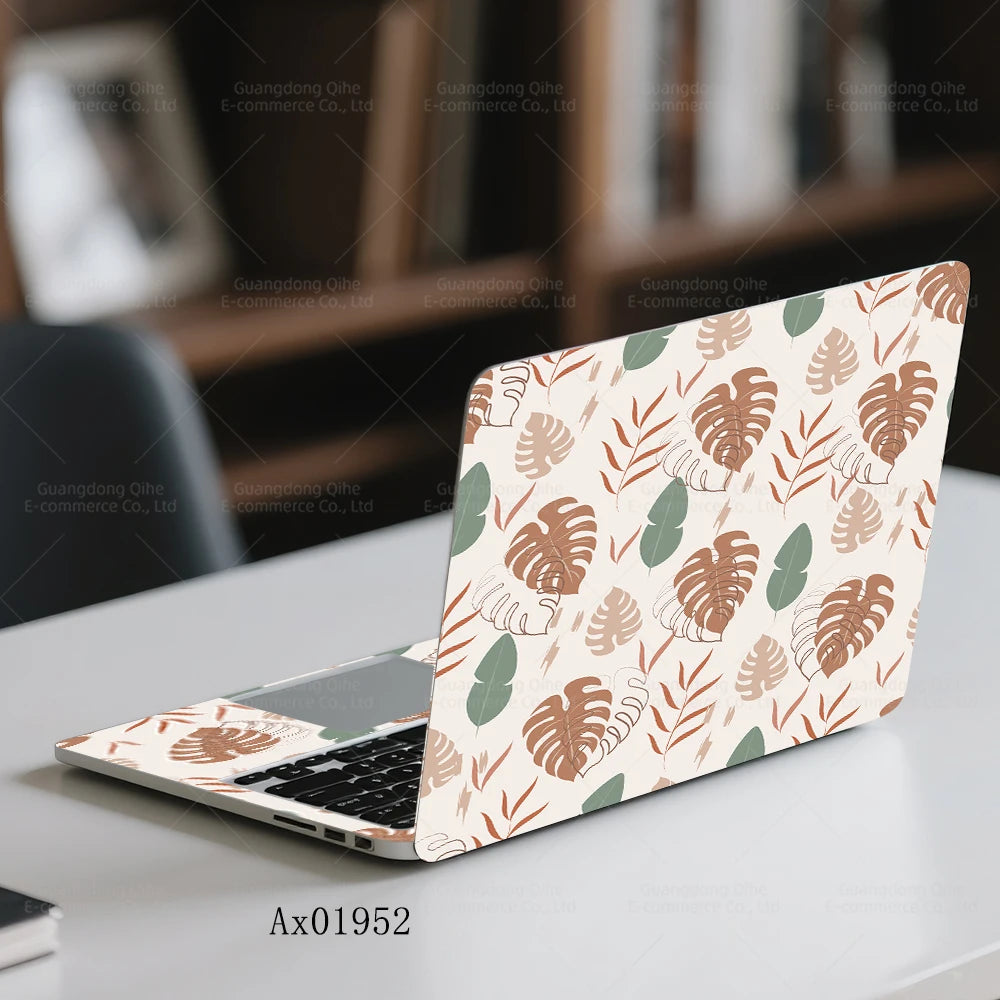 Mixed Botanical Laptop Skins Set 2PCS Cut-to-Fit Protective Stickers for 13-17 Inch Notebook Macbook Laptop Art Mural Decals