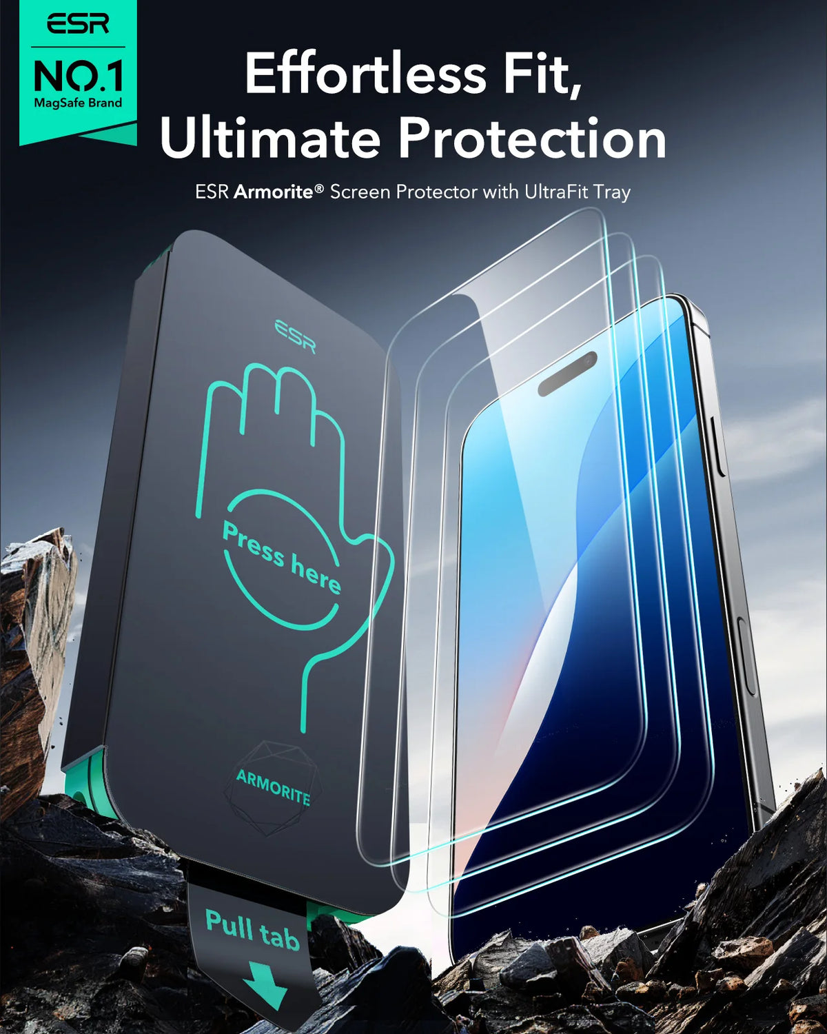 ESR 9H+ Glass for iPhone 17 Pro Max/17 Series Screen Protector Armorite Ultra-Tough Tempered Glass Film for iPhone 17 Pro
