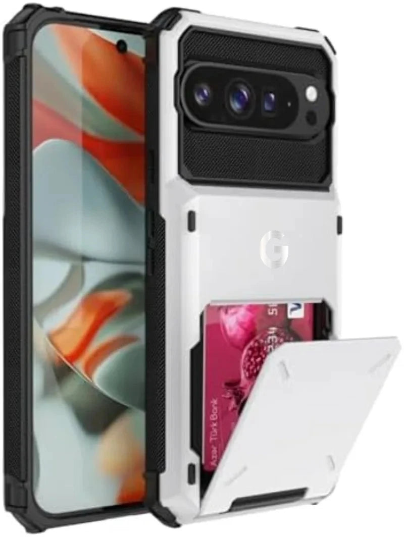2in1 Heavy Duty Armor Card Holder OTT-BOX Hard Case For Google Pixel 10 9 Pro XL Hidden Flip Slot Defender Shcokproof Back Cover