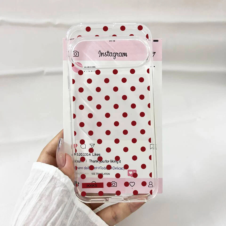 INS Korea Cute Wine Red Black Polka Dots Phone Case For Google Pixel 9 Pro XL 10 8 Pro 6 7 7A 8A 5G Clear Soft TPU Cover Fundas