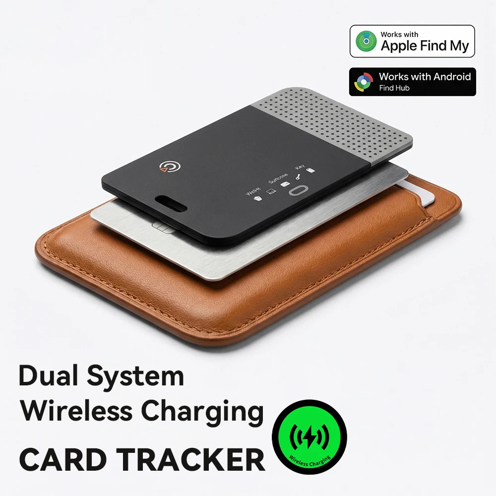 Ultra Thin Smart Tracking Card Wallet Tracker Rechargeable Dual System Item Finder for Apple Find My & Android Find Hub Device