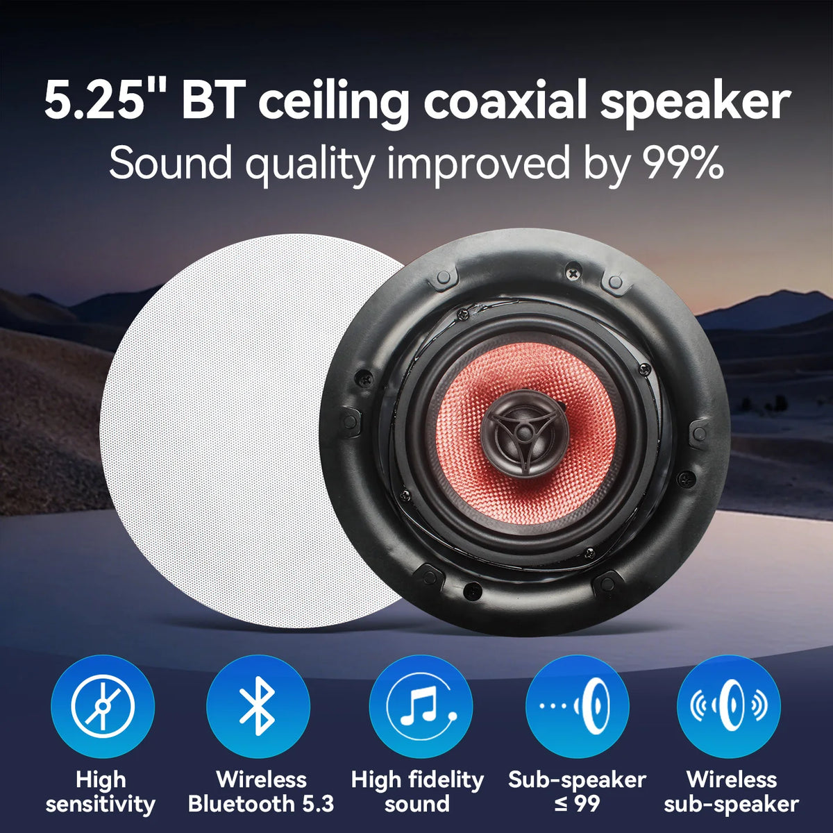 Wireless Bluetooth Ceiling Speakers Sub-Speaker 2-way 4.5 / 5.25 inch Home Audio for Indoor Kitchen Bedroom Bathroom Living Room