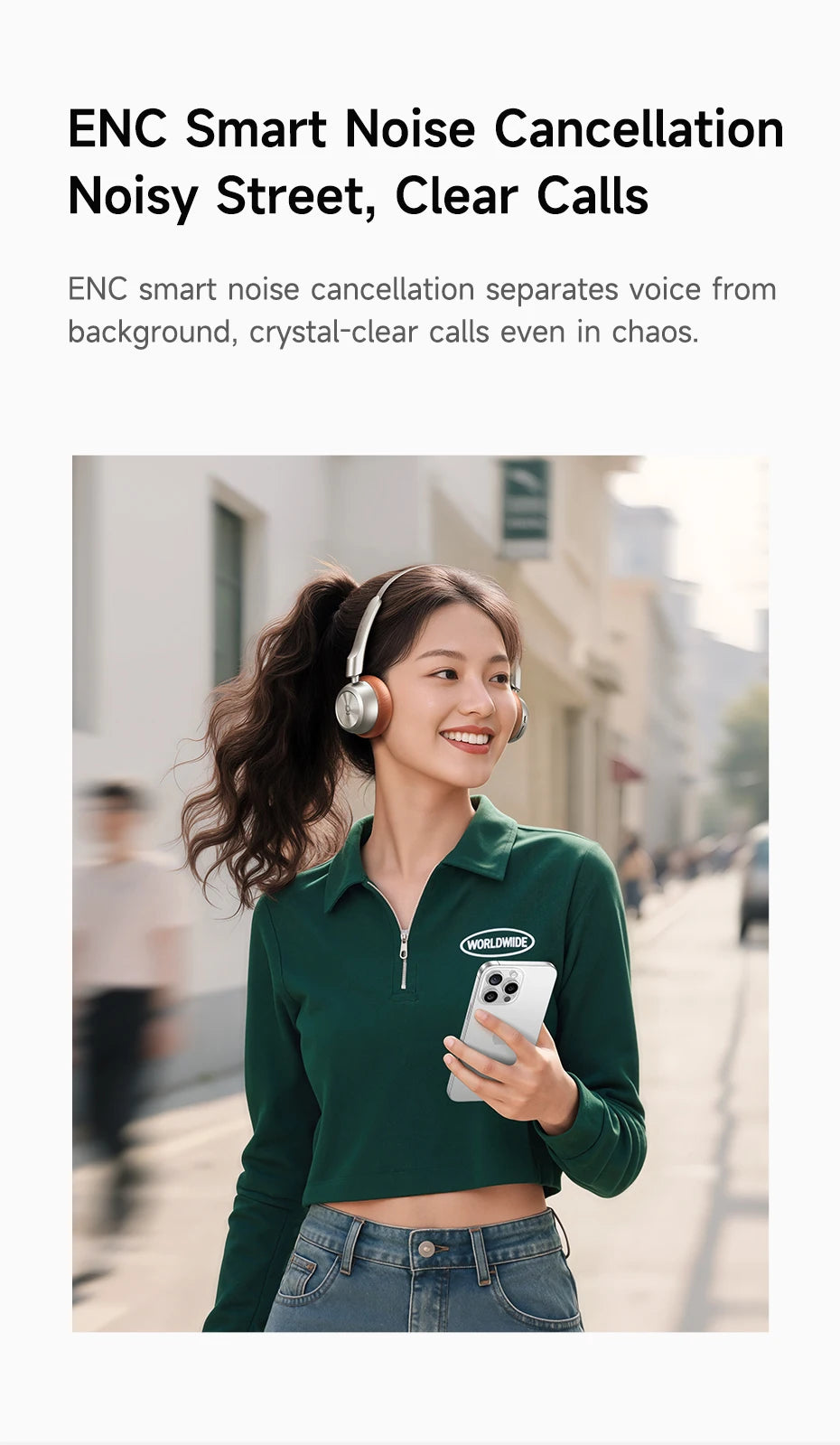 Baseus BH1 Air Wireless Headphones Bluetooth 6.0 ENC Noise Cancellation Lightweight 90g Over Ear Headset 80H Earphone