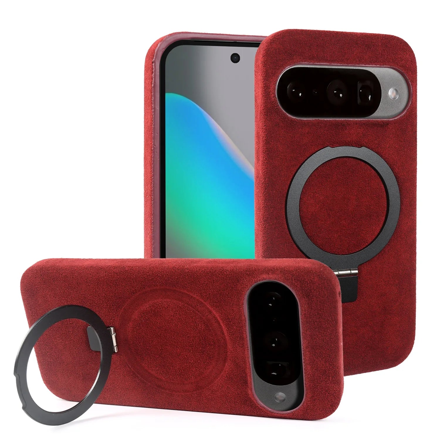 Foldable Bracket Stand Phone Case For Google Pixel 10 Pro 9 8  7 For ALCANTARA Artificial Leather Supercar Suede Kickstand Cases