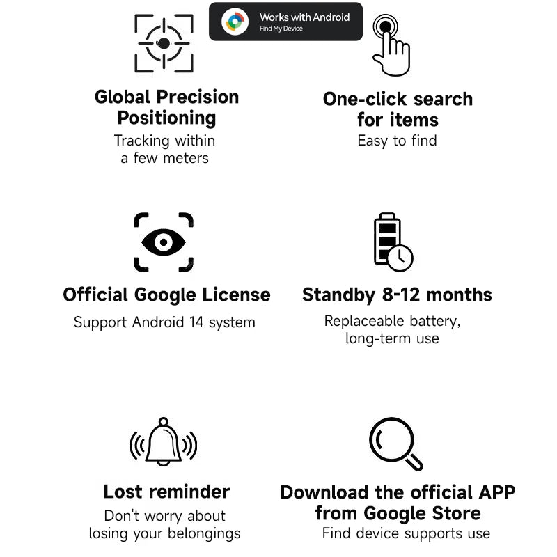 Tracker for Android Smart Locator Work with Google Find My Device Bag Key Pet Elderly Finder Tracking