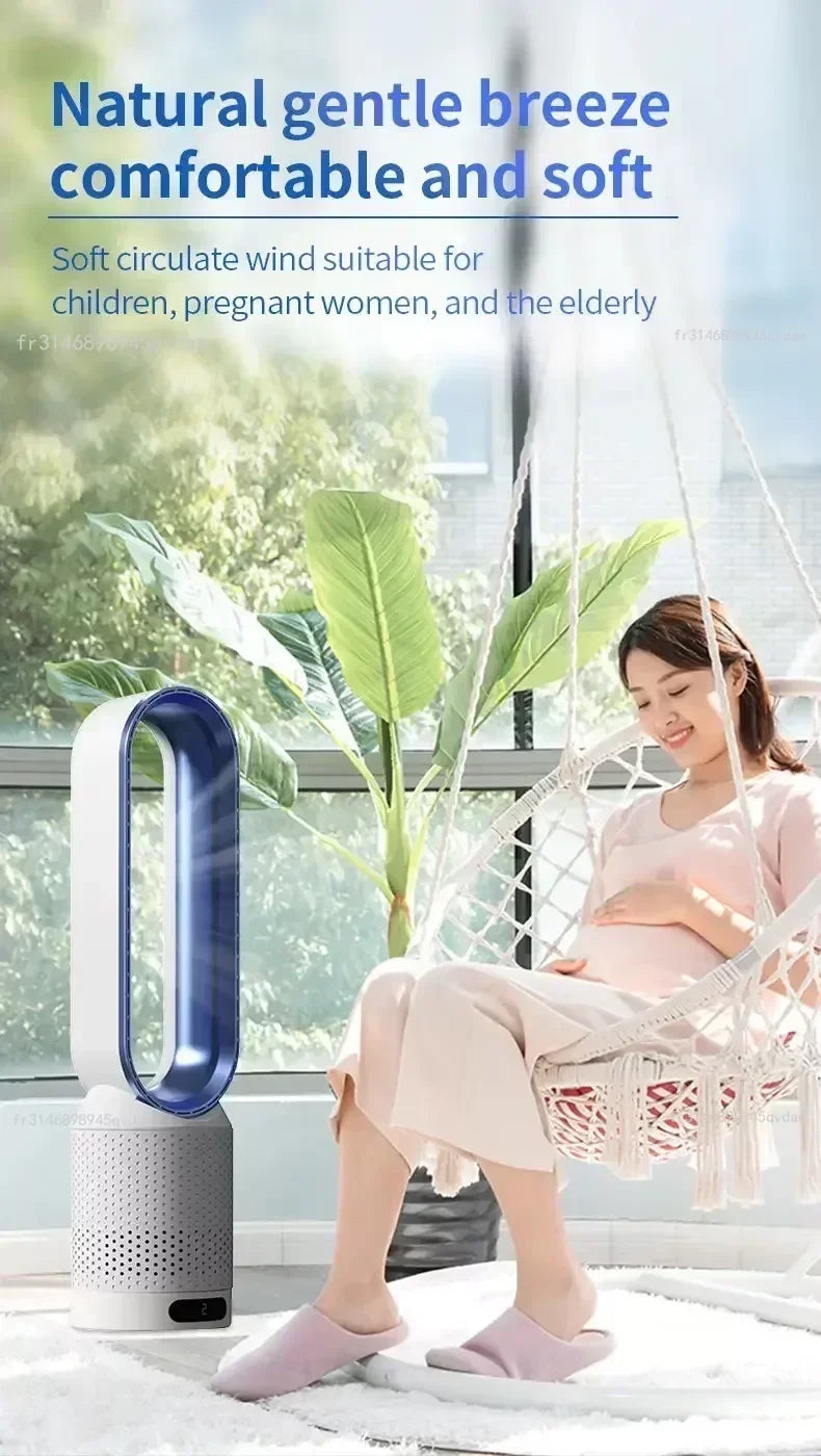 2026 Space Saving Bladeless Tower Fan Energy Saving Air Purifier Circulator Ultra Quiet Fan for Home Dorm Office