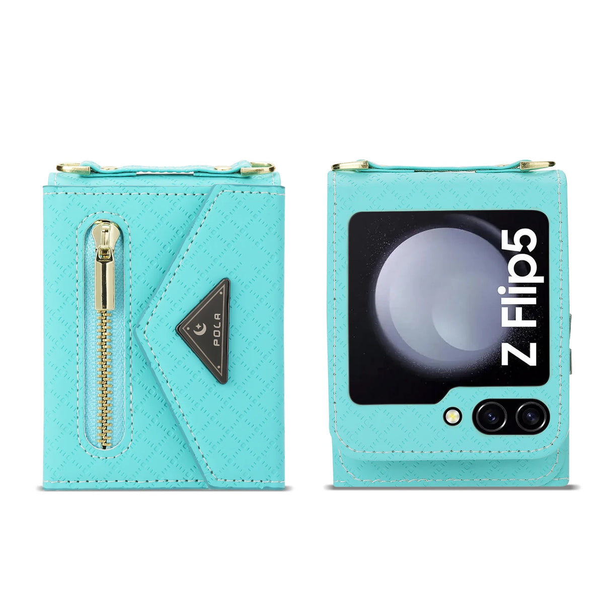 Zipper Leather Case For Samsung Galaxy Z Flip 8 7 FE 6 5 4 3 Flip8 Card Holder Wrist Strap Handbag Magnetic Folio Wallet Cover