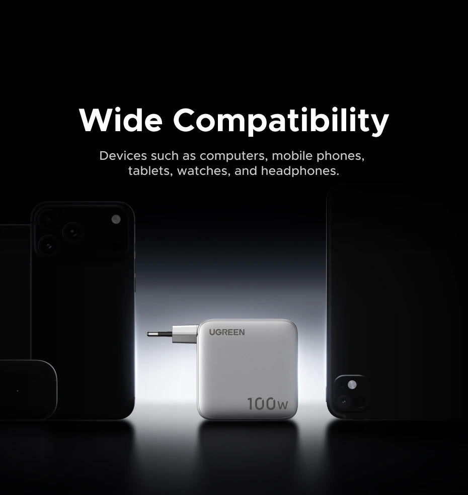 UGREEN 100W GaN Charger With Smart Display QC4.0 PD 3.0 USB C Charger For MacbookPro Laptop iPhone 17 16 Pro iPad Tablet Samsung