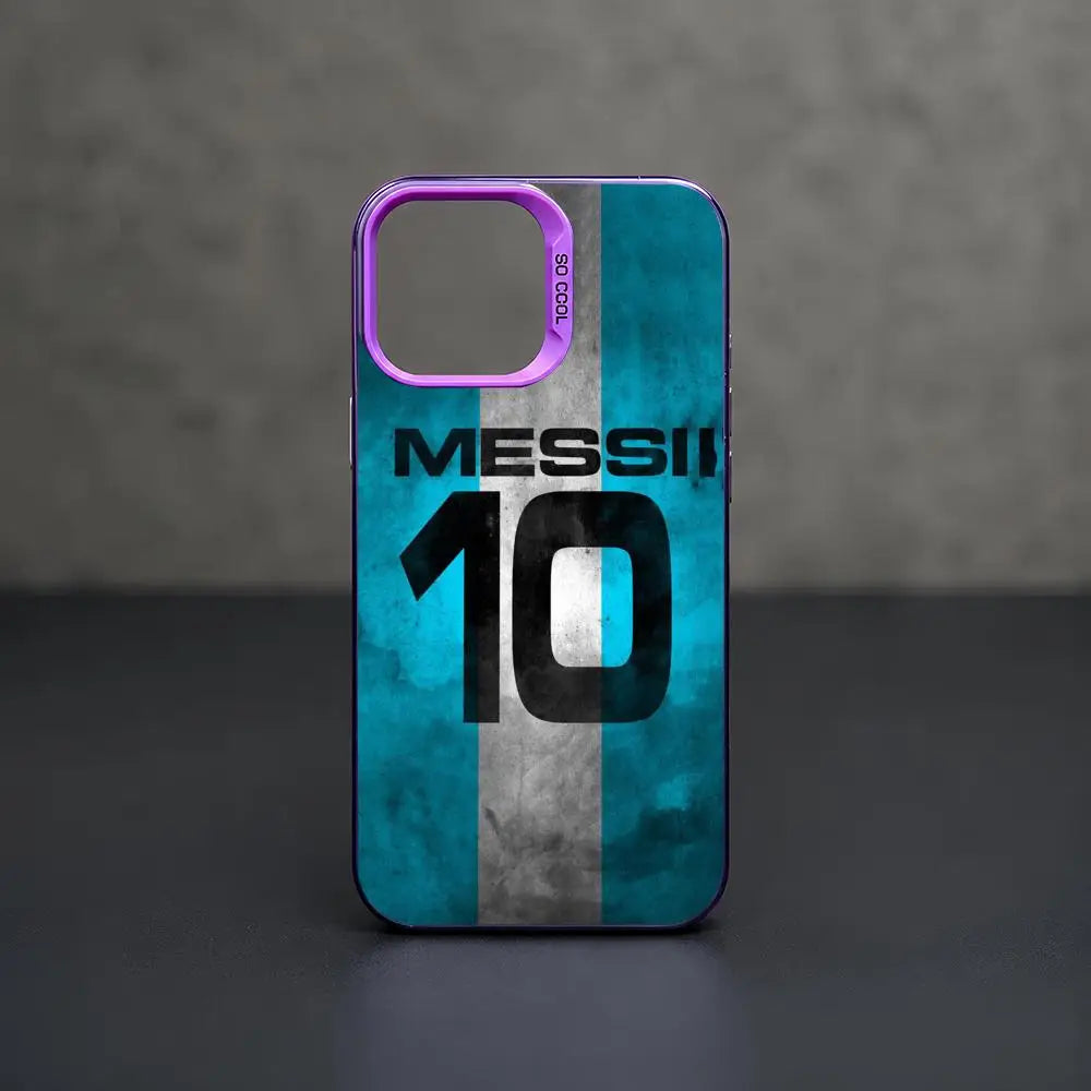 1 Football Star Messi #10 Logo Phone Case iPhone 11/12/13/14/15/16/17 Pro Max Color Gradient TPU Slim Shockproof Case
