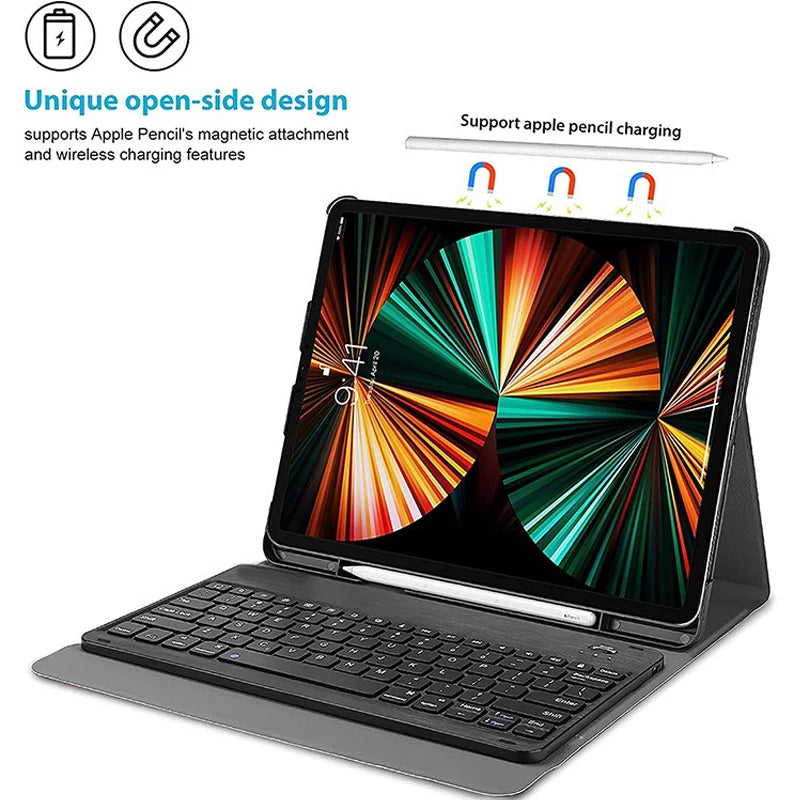 For iPad 12th A19 A16 11th 11 Inch Case with Keyboard,Detachable Wireless Keyboard+Tablet Cover iPad 10th Generation 10.9 Funda