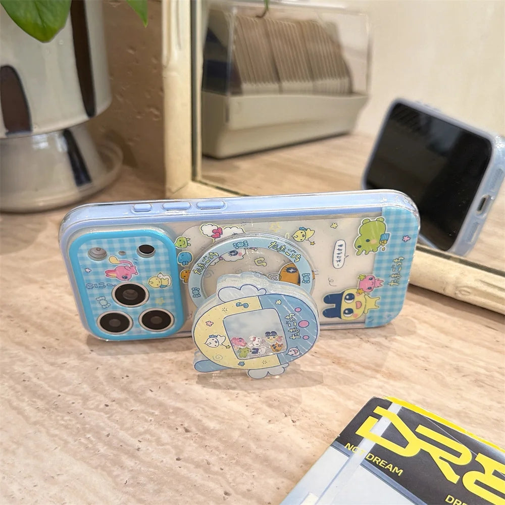 Funny Cartoon Plaid Magnetic Phone case  for iPhone 17 Pro 15 14 13 17 Max 16 Pro Max Cover With Magsafe Rocker Stand Cute Cases