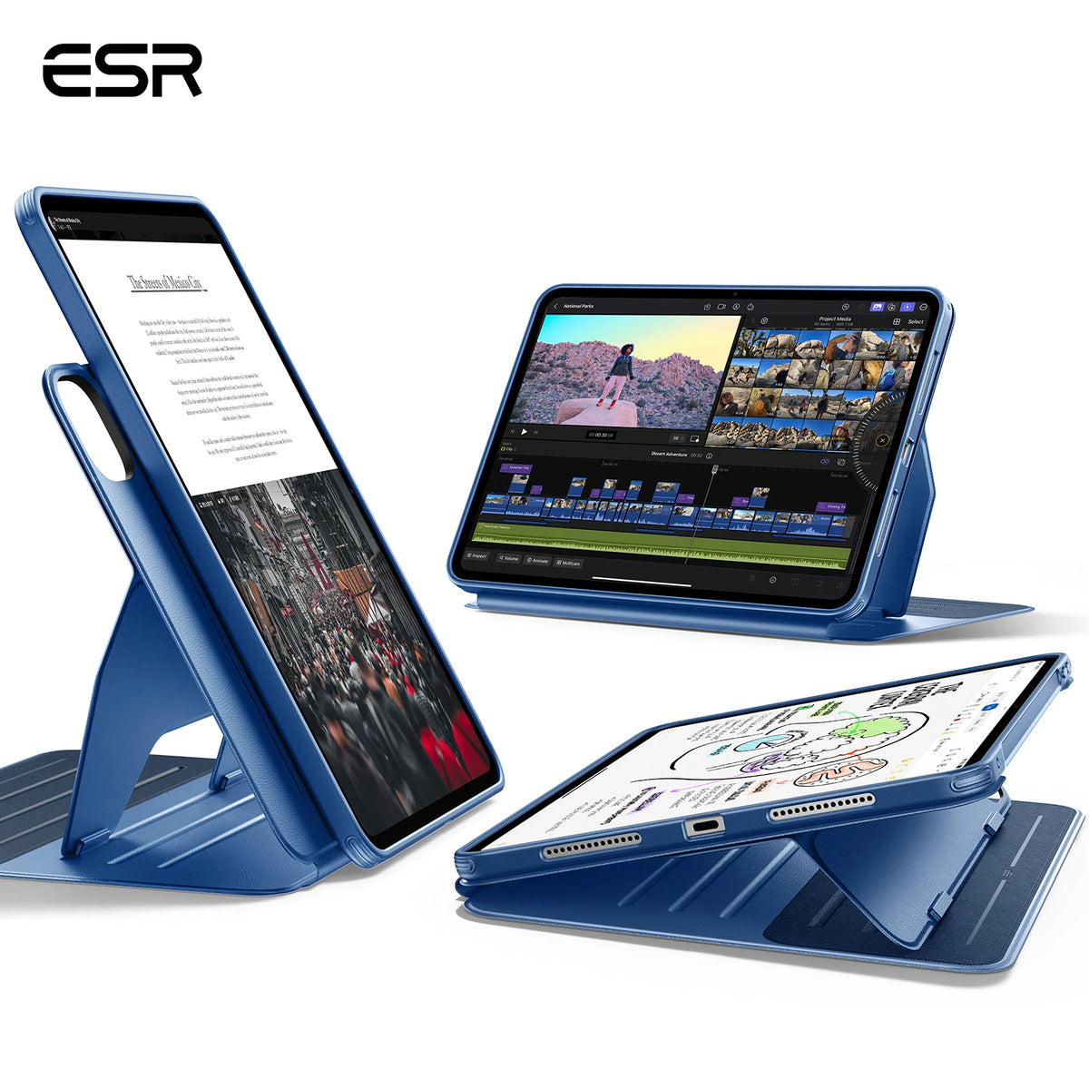 ESR for iPad Pro 11/13(M5/M4) Removable Magnetic Case Adjustable Angle Cover for iPad 11(A16)& Air 11/13(2026/2025/2024)