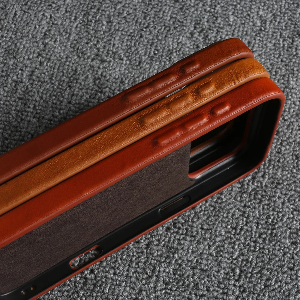 Luxury Genuine Leather Magnetic Phone Case For iPhone 17 Air 17e 16e 16 15 14 Plus 13 12 Mini 11 Pro Max For Magsafe Cover Funda