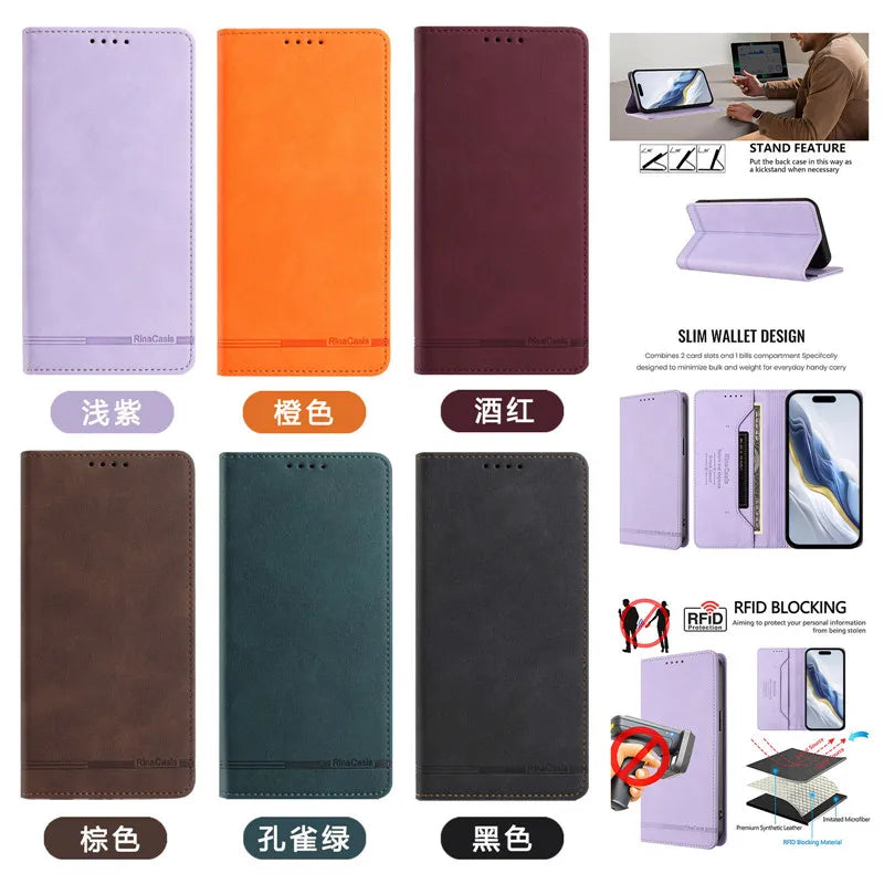 Leather Retro Anti-theft Wallet Flip Case For Motorola MOTO G Stylus Power Play 2025 2024 2023 2022 5G 4G Magnetic Phone Cover