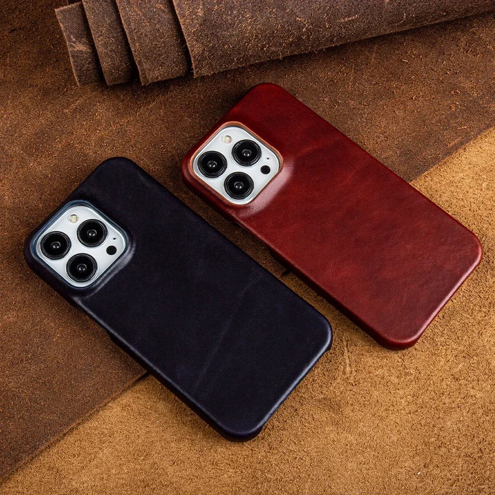 Oil Wax Luxury Genuine Leather Cover Case For Iphone 14 13 12 15 Pro Max 11 Case For Iphon Aesthetic Vintage Retro With 8 Colour