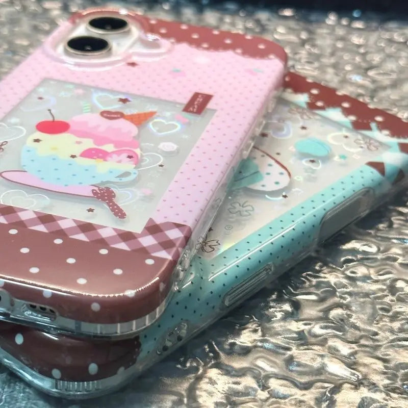 Cute Dessert Chocolate Strawberry Cake Phone Case For iPhone 16 15 14 Plus 13 Mini 17 12 11 Pro Max AIR XS XR MAX Y2K Cover