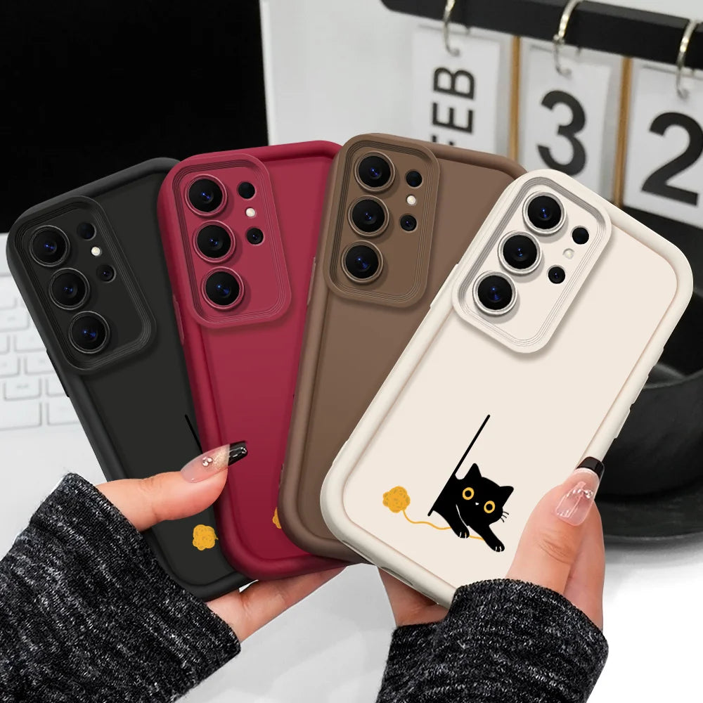 Panicked Cats Phone Case For Samsung Galaxy S26 S25 S24 S23 S22 S21 S20 FE Plus Ultra 5G Staircase Soft Cover