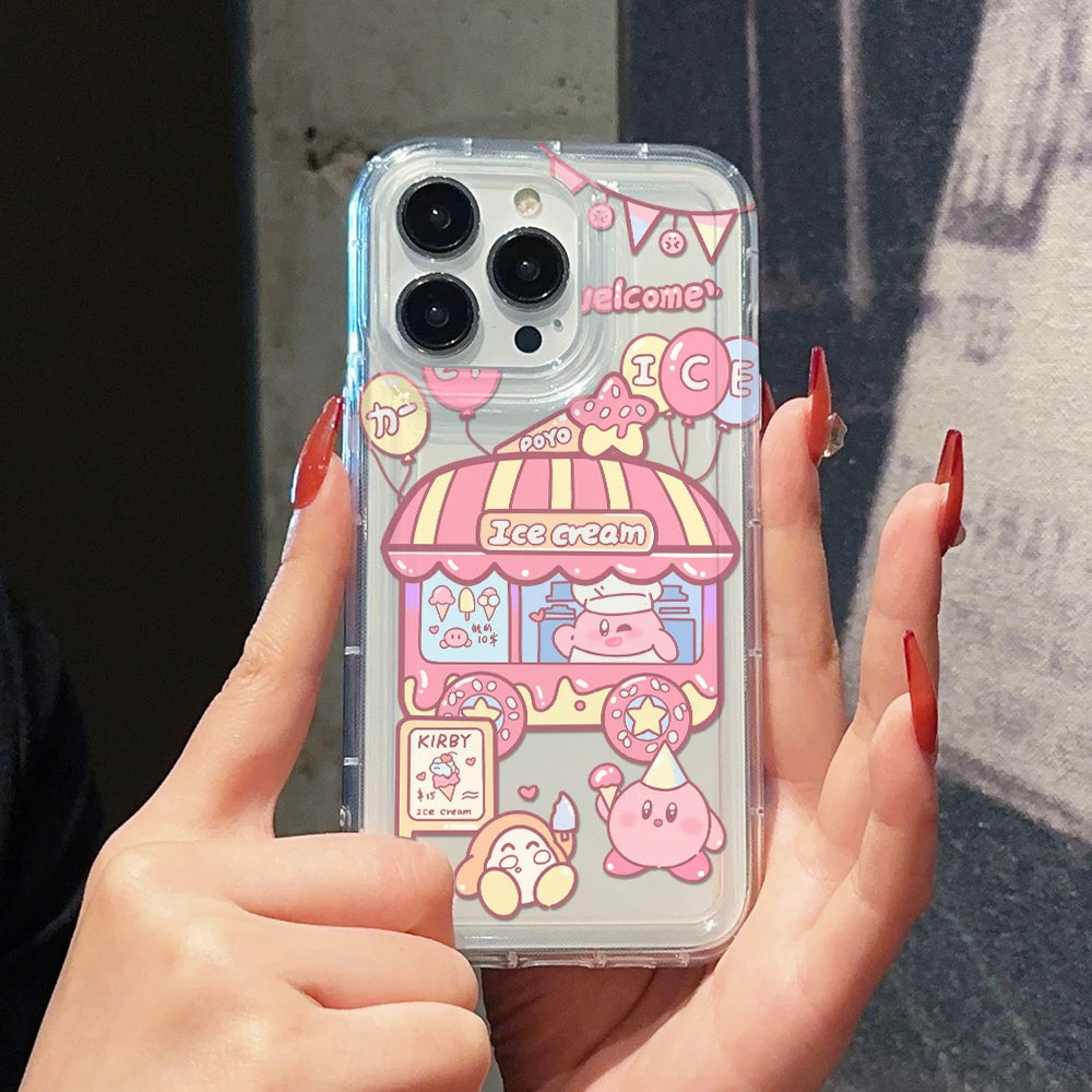 Anime Pink K-Kirbys Cat Phone Case for Samsung Galaxy S25 S24 S23 S22 S21 S20 S10 Note20 Note10 FE Ultra Plus 4G 5G Clear Cover