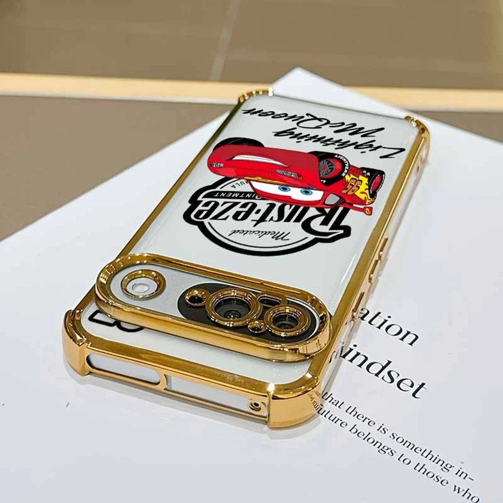 Cars Lightning McQueen Phone Case For Google Pixel 10A 9A 9 8A 8 7A 7 Pro XL Plating Drop-proof Transparent Soft Cover