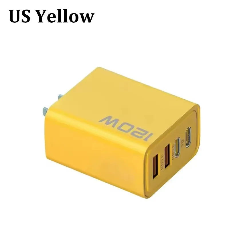 120W 4-Ports USB Type-C Charger Fast Charging Data Cable USB Phone Charger Adapter For Xiaomi IPhone17 16 15 Huawei Wall Charger