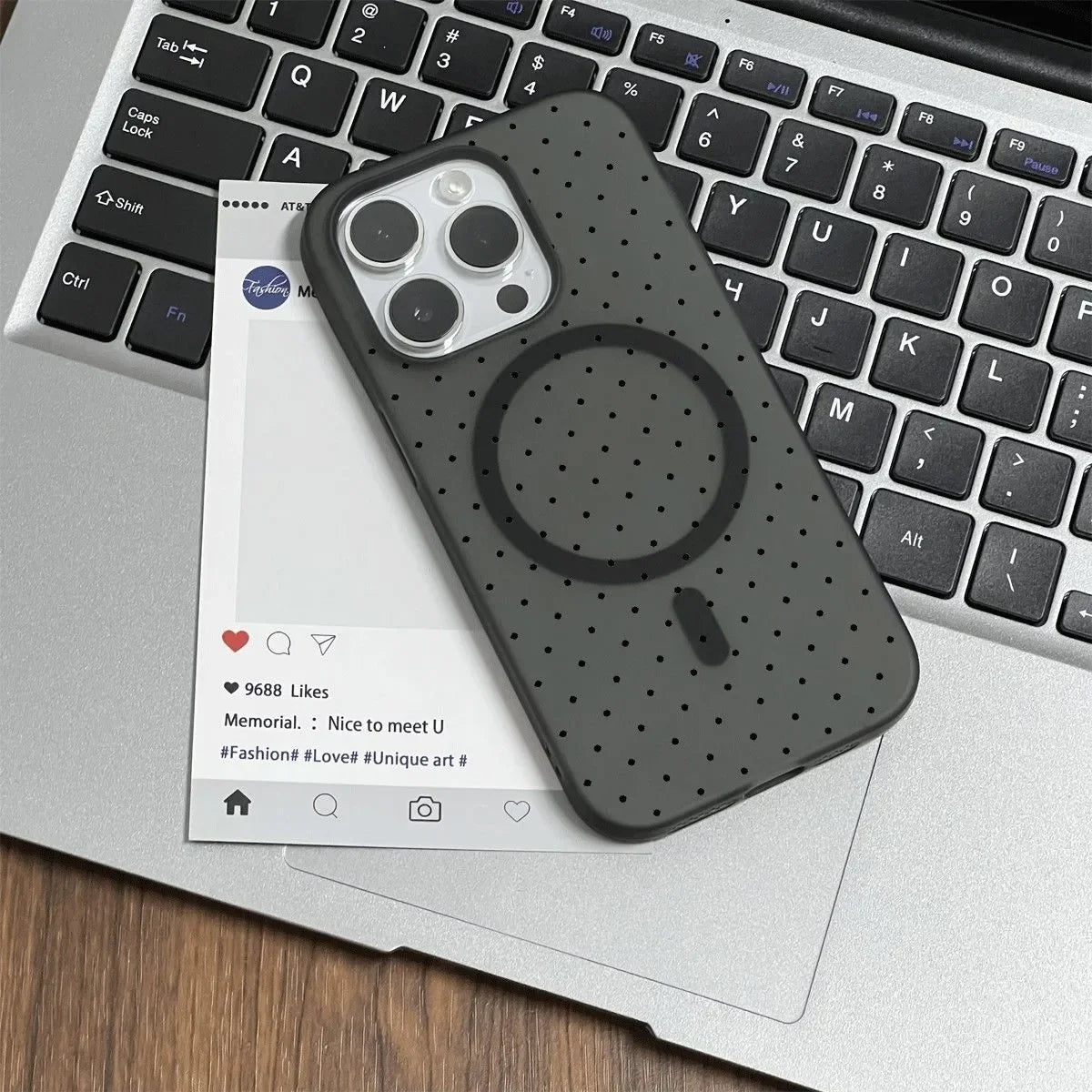 Black Polka Dot For Magnetic Wireless Charging Phone Case For iPhone 17 16 15 14 13 12 11 Pro Max PLUS 17air 16e Matte Cover