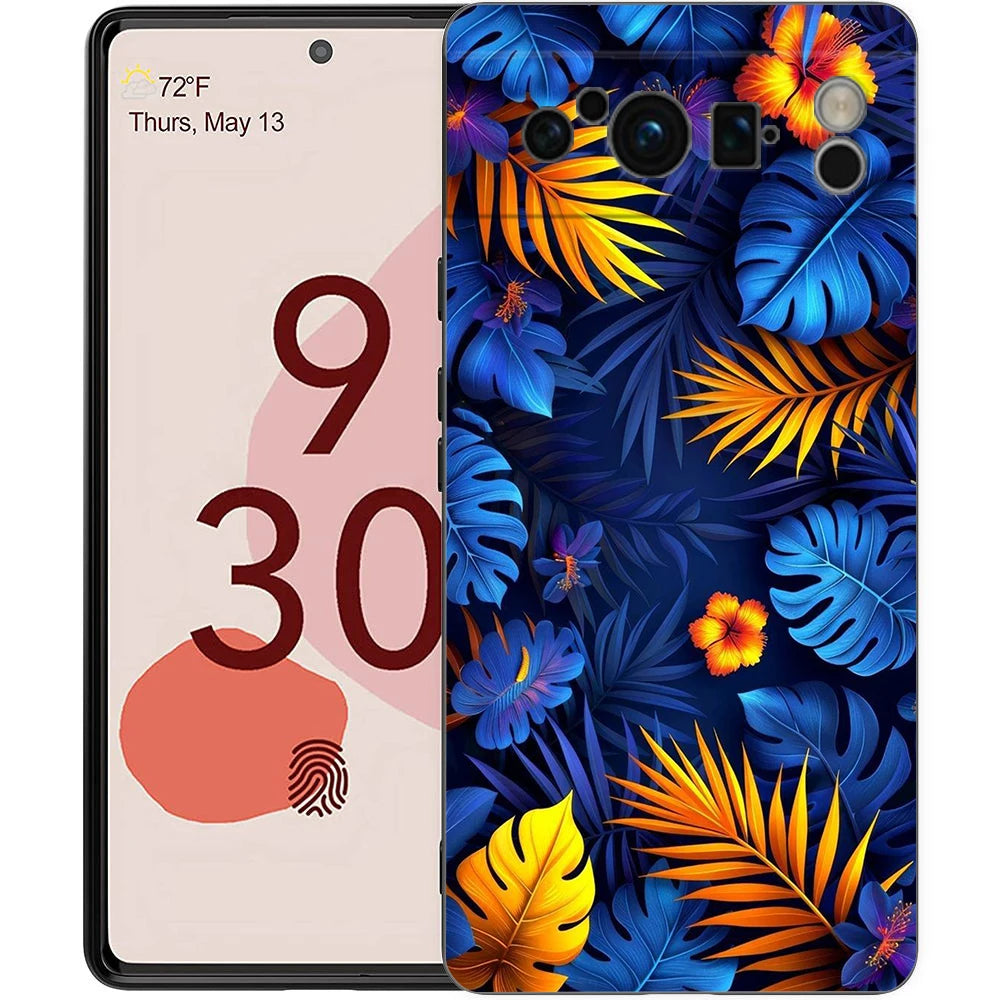 Leaves Monstera Green Phone Case For Google Pixel 10 9 8 7 6 Pro XL 9A 8A 6A 7A 5G Soft Shockproof TPU Black Cover