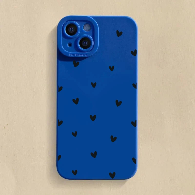 Black Love Heart Phone Case For iPhone 17 16 14 15 13 12 11 Pro Max X XR XS 7 8 15 16 Plus SE Shockproof Silicone Soft Cover