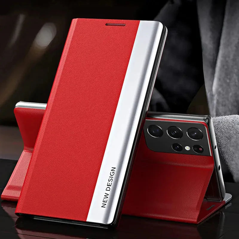 Luxury Leather Flip Case For Samsung Galaxy S26 S25 S24 S23 S22 S21 S20 Ultra Plus Edge S23 S21 S24 FE Note 20 Ultra Stand Cover