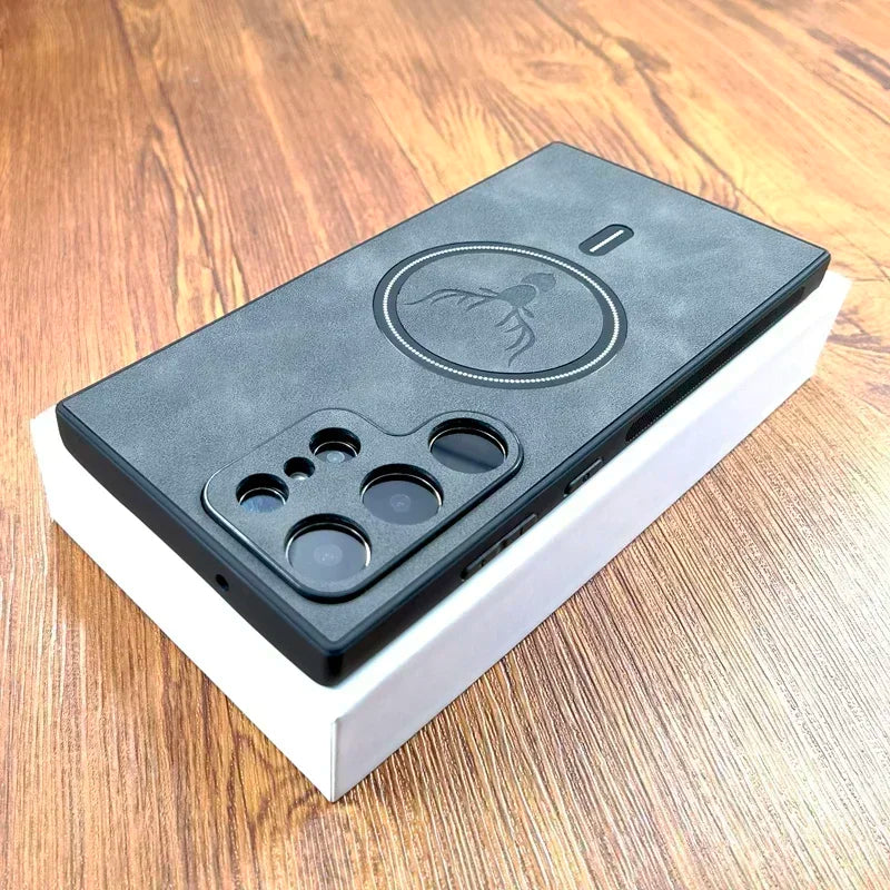 PU Leather Case For Magsafe Wireless Charge For Samsung Galaxy S26 S25 S24 S23 S22 S21 Ultra Plus FE Note 20 S 26 S25FE Cover