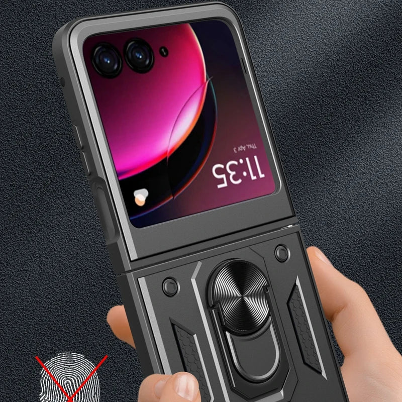 Armor Shockproof Case For Motorola Razr 60 50 40 Ultra Moto Razr+ Plus 2025 2024 2023 Cover With Ring Stand Holder Coque Fundas