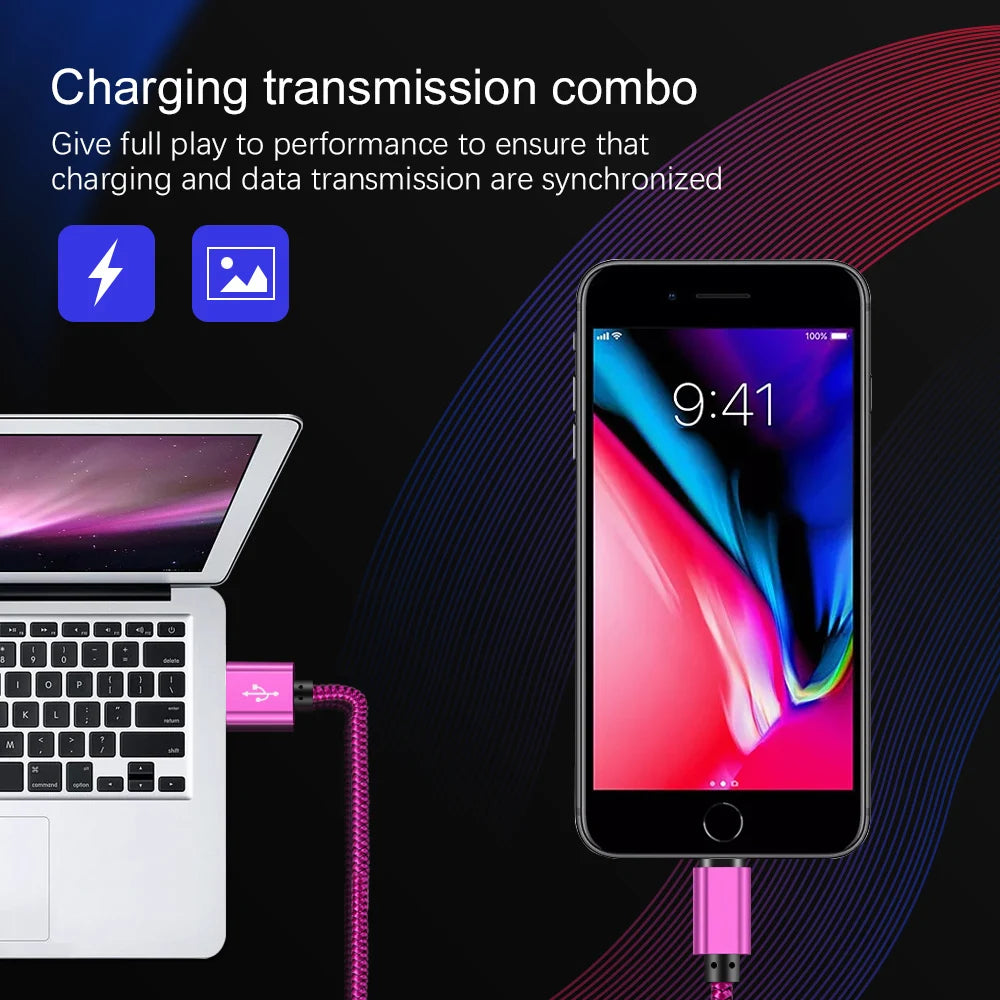 Nylon Braided Micro USB Cable Data Sync 2A Fast Charging 1M 2M 3M Charger Cable For Samsung Huawei HTC Android Phone USB Micro
