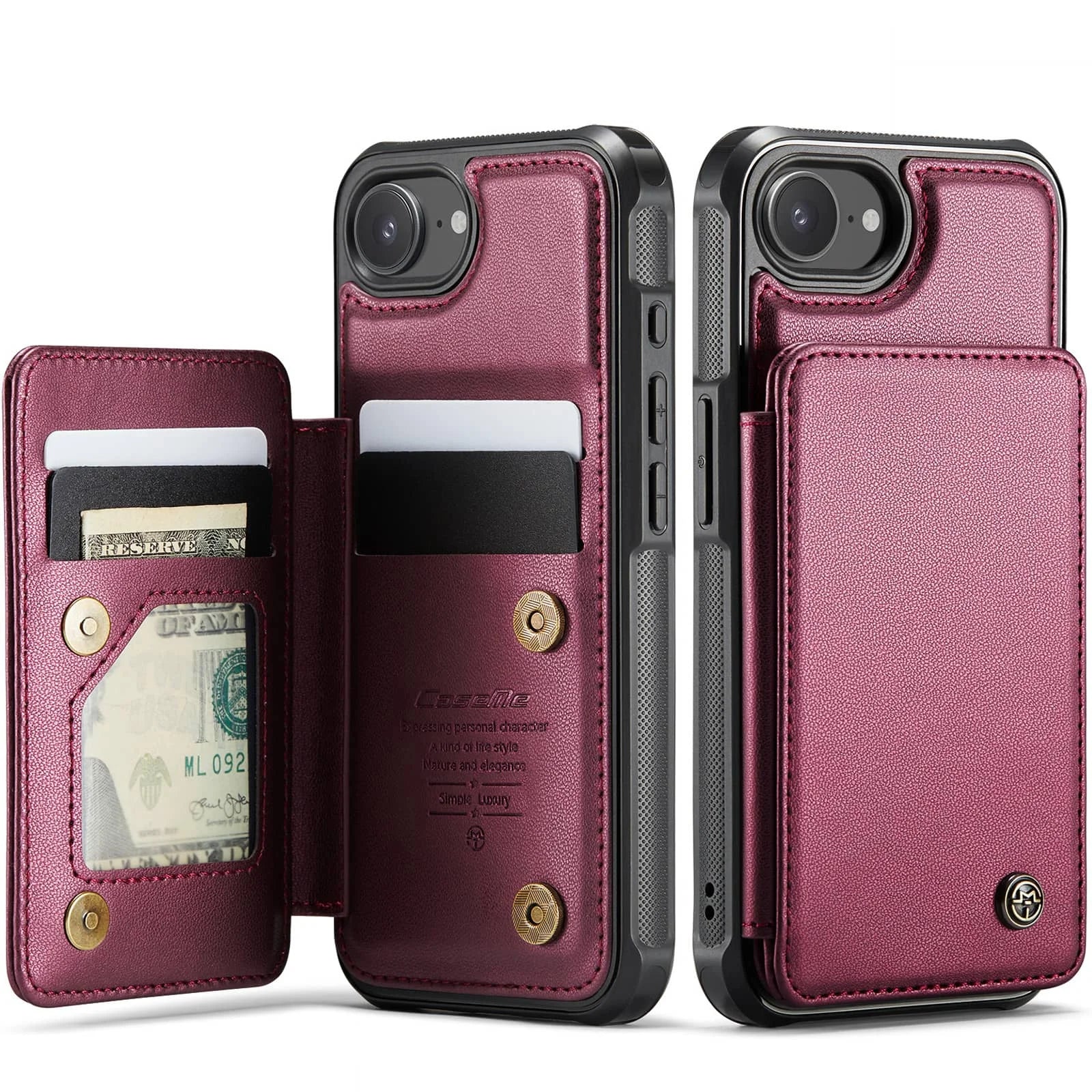 For iPhone 17e/16e Case with Card Holder Wallet Case with RFID Blocking, Durable Leather Kickstand Magnetic Clasp Shockproof