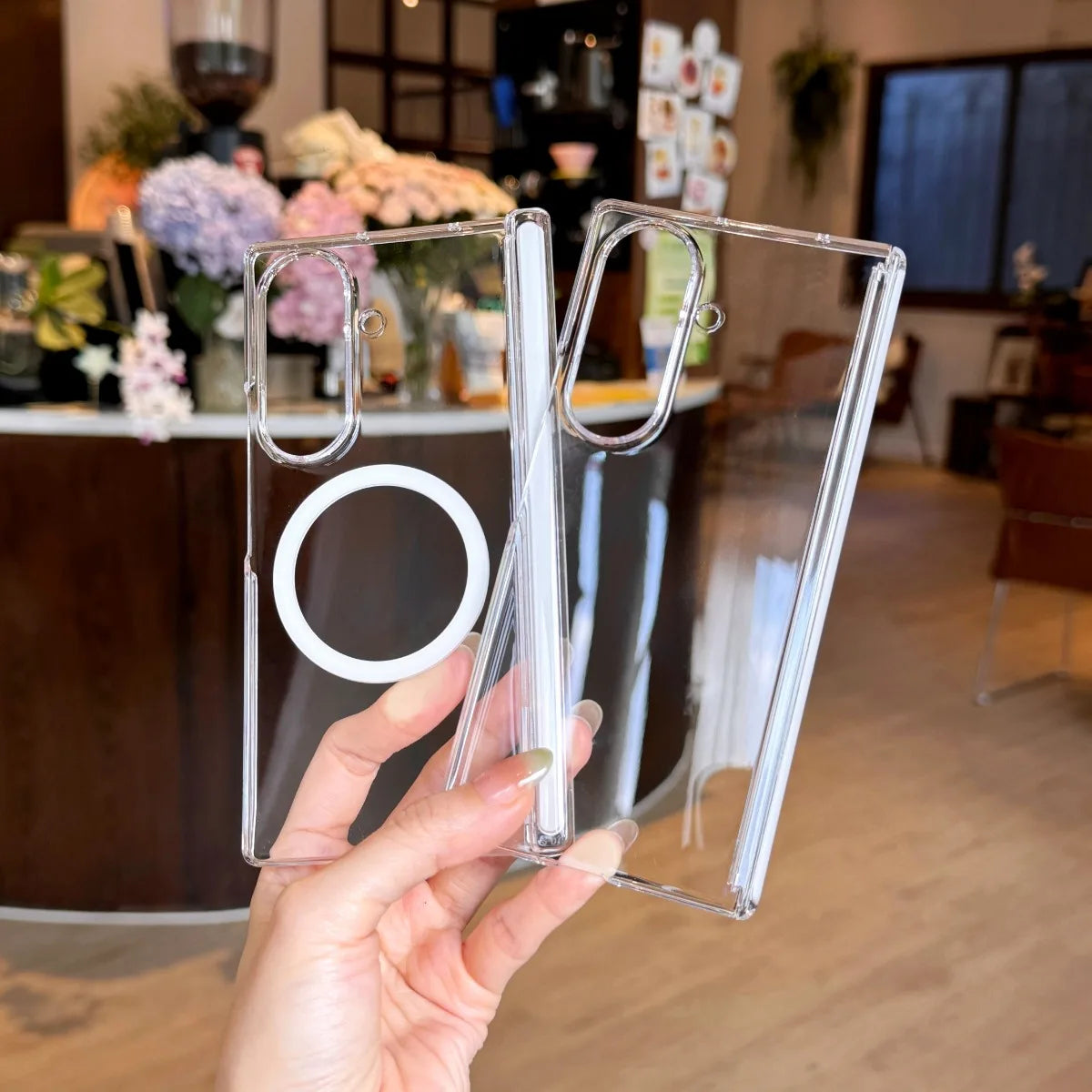Luxury Transparent For Samsung Galaxy Z Fold8 Ultra Z Fold 8 7 6 5 4 5G For Magsafe Wireless Magnetic Charging Hinge Cover Slim