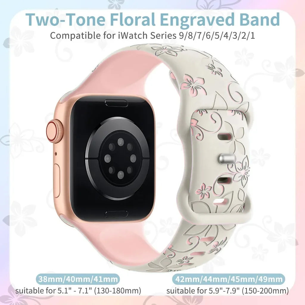 Engraved Strap Band silicone bracelet For Apple Watch Ultra 46mm 40mm 44mm 41mm 49mm 45mm 42mm For iwatch series 10 9 8 7 se 6