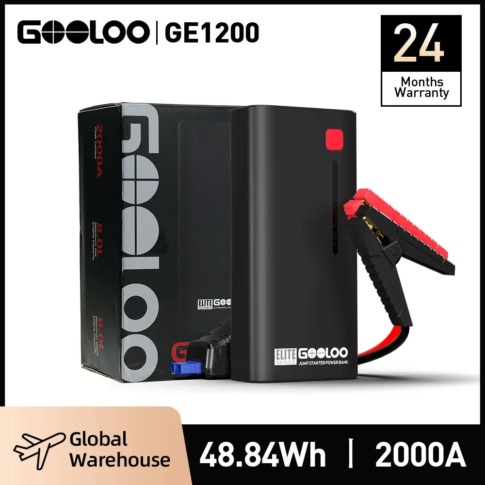 GOOLOO 12V Automotive Car Starting Device 48.84Wh Powerbank External Battery Booster 2000A Super Capacity Motorcycle Jump Start