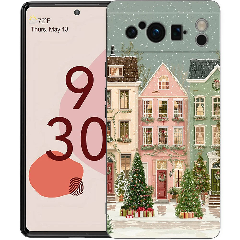 Cartoon Christmas Style Phone Case For Google Pixel 10A 10 9 8 7 6 Pro XL 9A 8A 6A 7A 5G Soft Shockproof TPU Black Cover