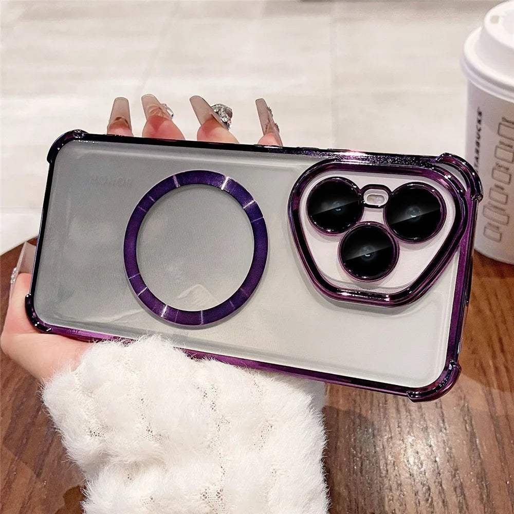 Luxury Plating Shockproof Clear Magnetic Phone Case For iPhone X XS Max XR 7 8 6 6S Plus SE 2020 Soft Silicon Cover Bumper Funda