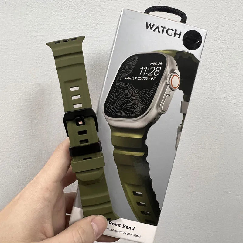 Titanium Metal  Strap Sport Silicone Band For Apple Watch Ultra 10 9 8 7 6 SE For iWatch 38mm 41mm 40mm 42mm 44mm 45mm 46mm 49mm