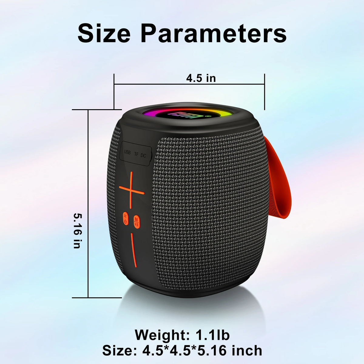 Portable Bluetooth Speaker with Lights, Powerful Crystal Clear Sound, IPX4 Waterproof, All Day Playtime, BT5.3, TWS Paring,