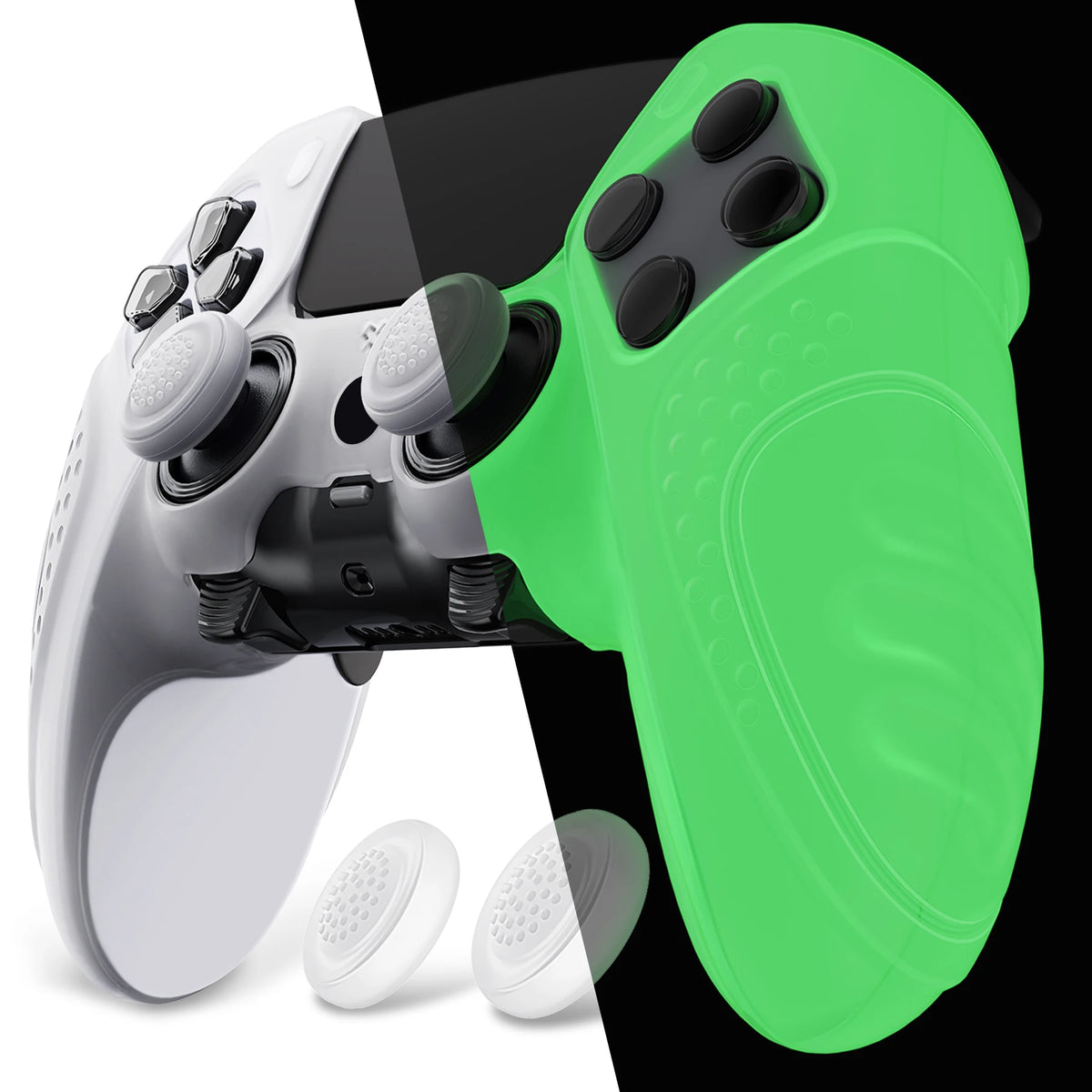 PlayVital Anti-Slip Silicone Cover for PS5 Edge Controller, Rubber Protector Case with Thumb Grip Caps - Guardian Edition Series