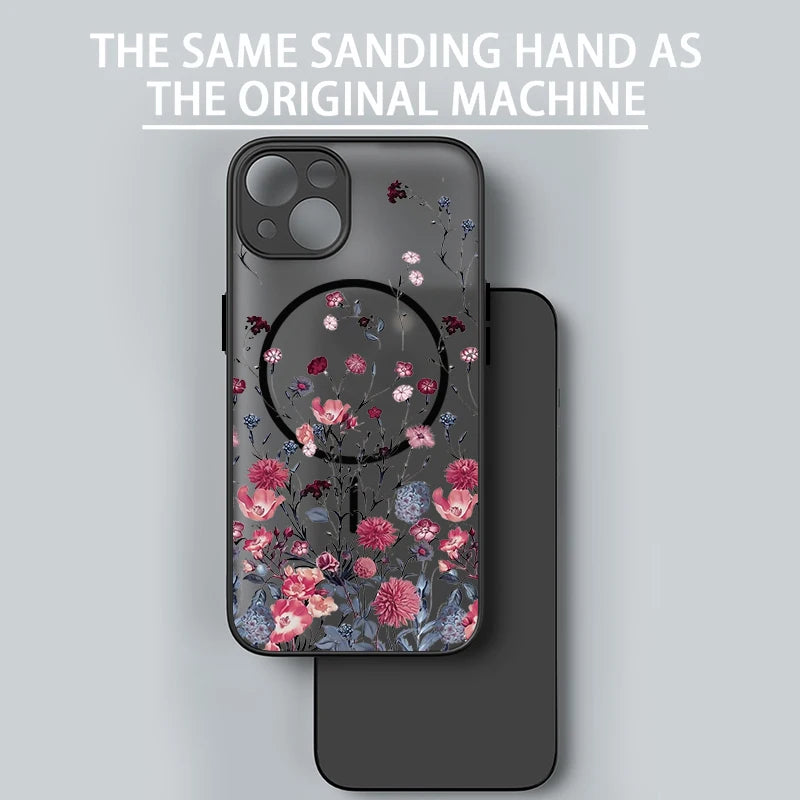 Translucent Matte Phone Case For iPhone 17 17e 16e 16 15 Pro 14 13 Pro Max For Magsafe Colorful Small Flowers Print Back Cover