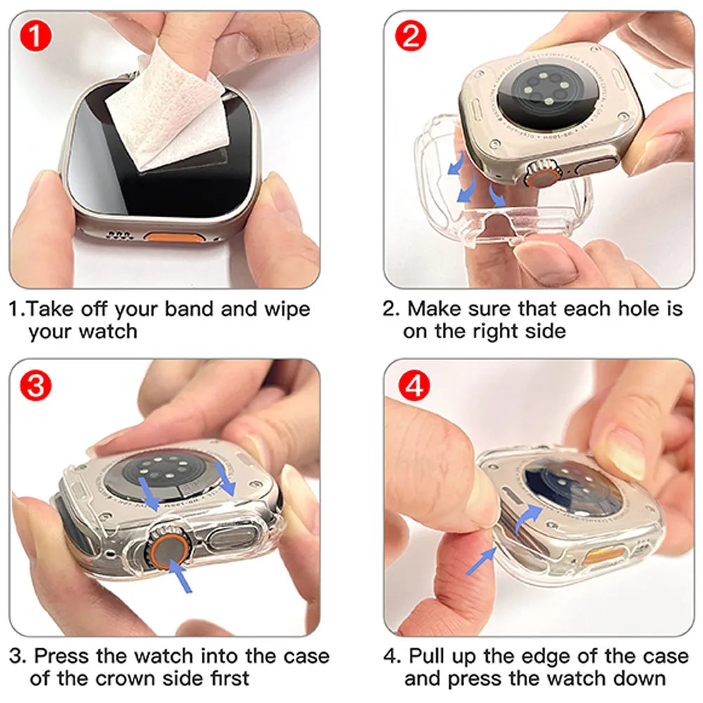 Case For Apple Watch 45mm 41mm 44mm 40mm 42mm 38mm Clear TPU Screen Protector Full Bumper For IWatch 8/7/6/SE/5/4/3/2/1 Cover