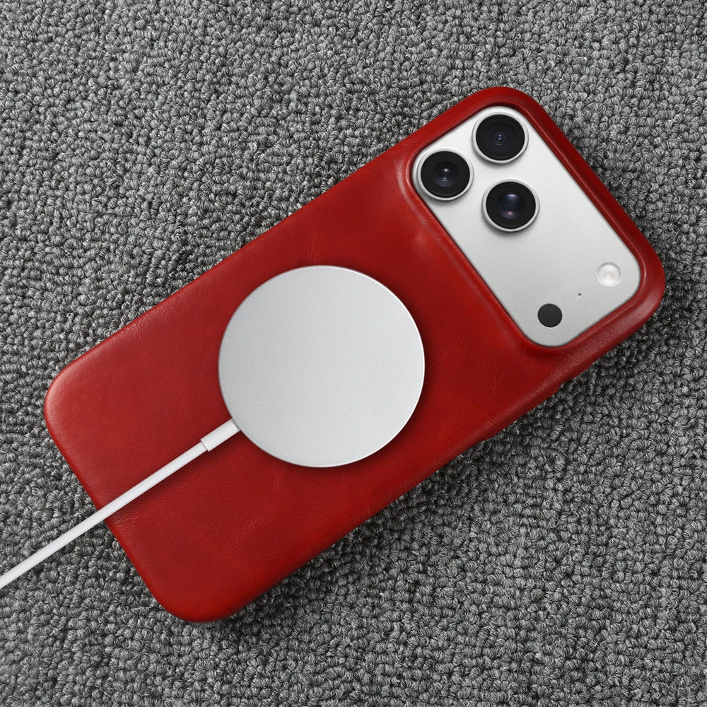 Luxury Genuine Leather Magnetic Phone Case For iPhone 17 Air 17e 16e 16 15 14 Plus 13 12 Mini 11 Pro Max For Magsafe Cover Funda