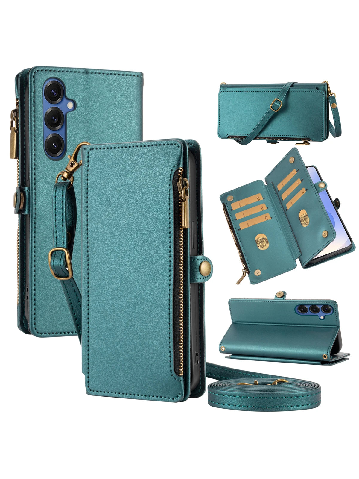 For Galaxy Galaxy S25 Ultra S24/S23/S22/S21/S20/S10/S9 Mobile Phone Case Flip Wallet Style with Multiple Card Slots for Coins and Cards Faux Leather Phone Protective Cover