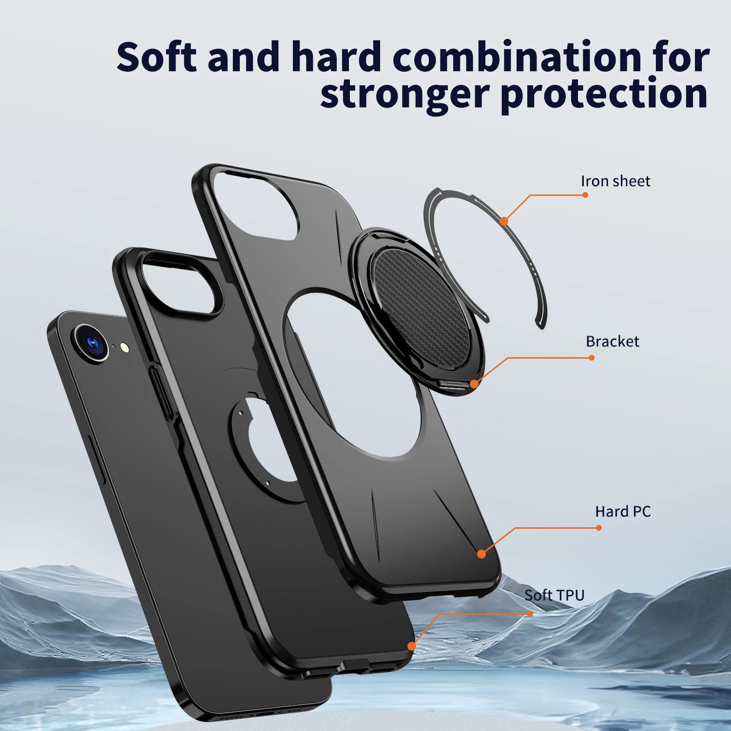 360° Rotating Magnetic Stand Holder Phone Case for iPhone 17E 16E Magsafe Shockproof Bracket Covers Funda
