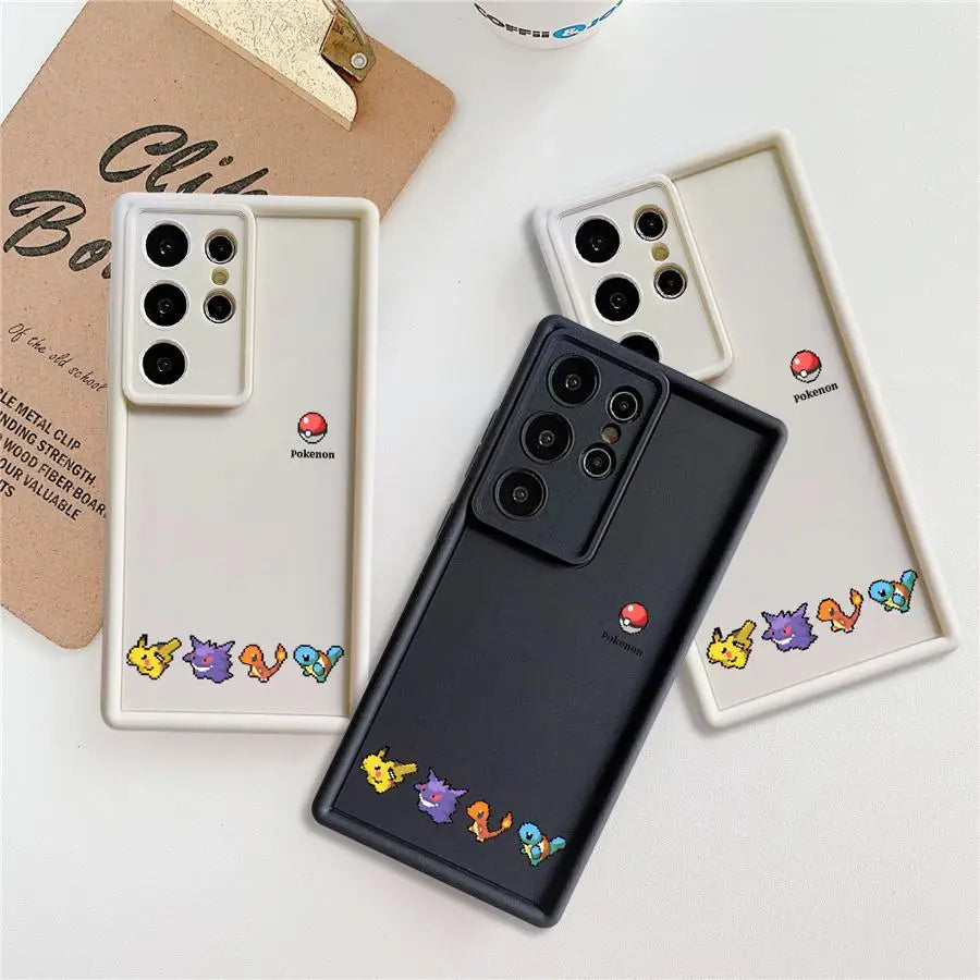 Cute Pixel P-Pokemons Case for Samsung Galaxy S26 Ultra S21 S25 S23 FE S24Ultra S24 Plus S25 Edge S22 S20FE Phone Cover
